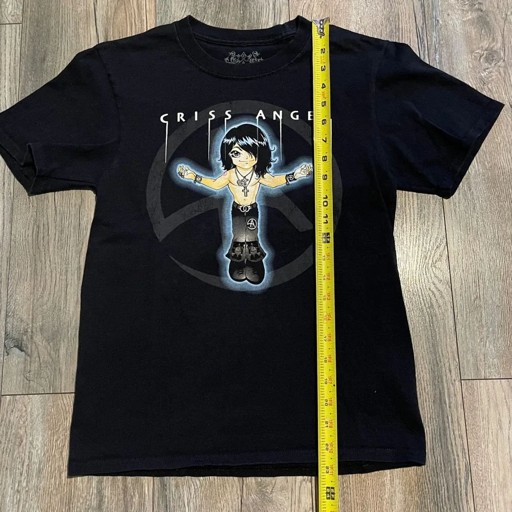 Criss Angel Mindfreak Kids Large Black Graphic T-Shirt Anime Magic Goth‎ Y2K